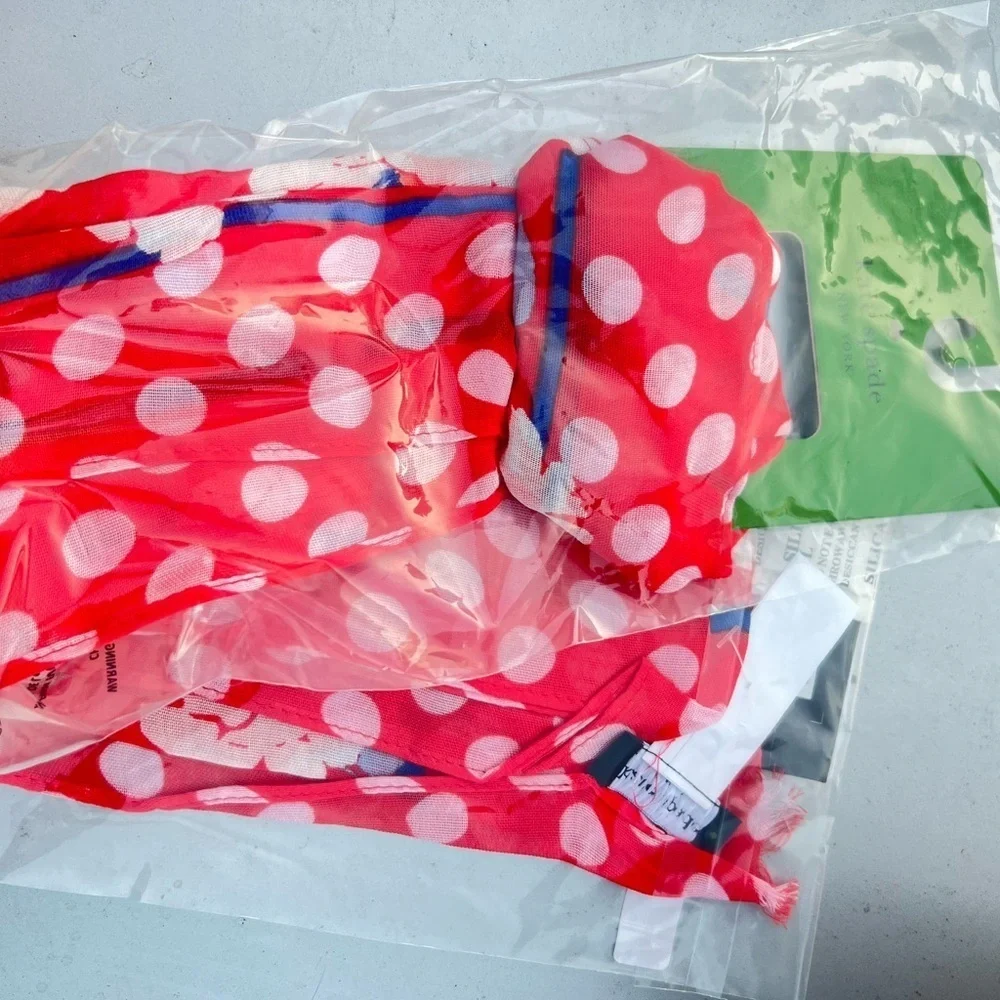 Kate Spade Red Floral Polka Dot Scarf::NWT::